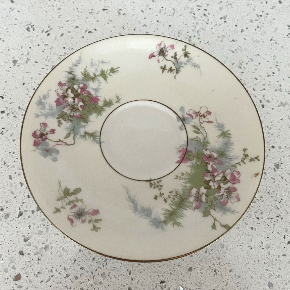 Haviland Apple Blossom (New York) 3 Saucers (For Footed Cup) Gold Trim USA